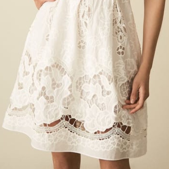 ✨NWT✨ REISS Rosina Broderie Fit And Flare Dress in White Sz US 2 (XS) - Picture 5 of 12
